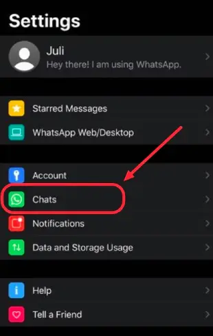 Click on WhatsApp Chat Settings