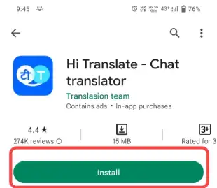 Download Hi Translate Application From Playstore