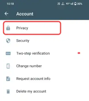 Open WhatsApp Privacy Settings