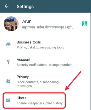 Open WhtasApp Chat Settings