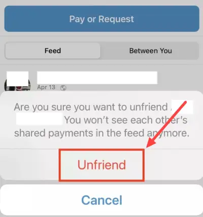 Click on 'Unfriend' option